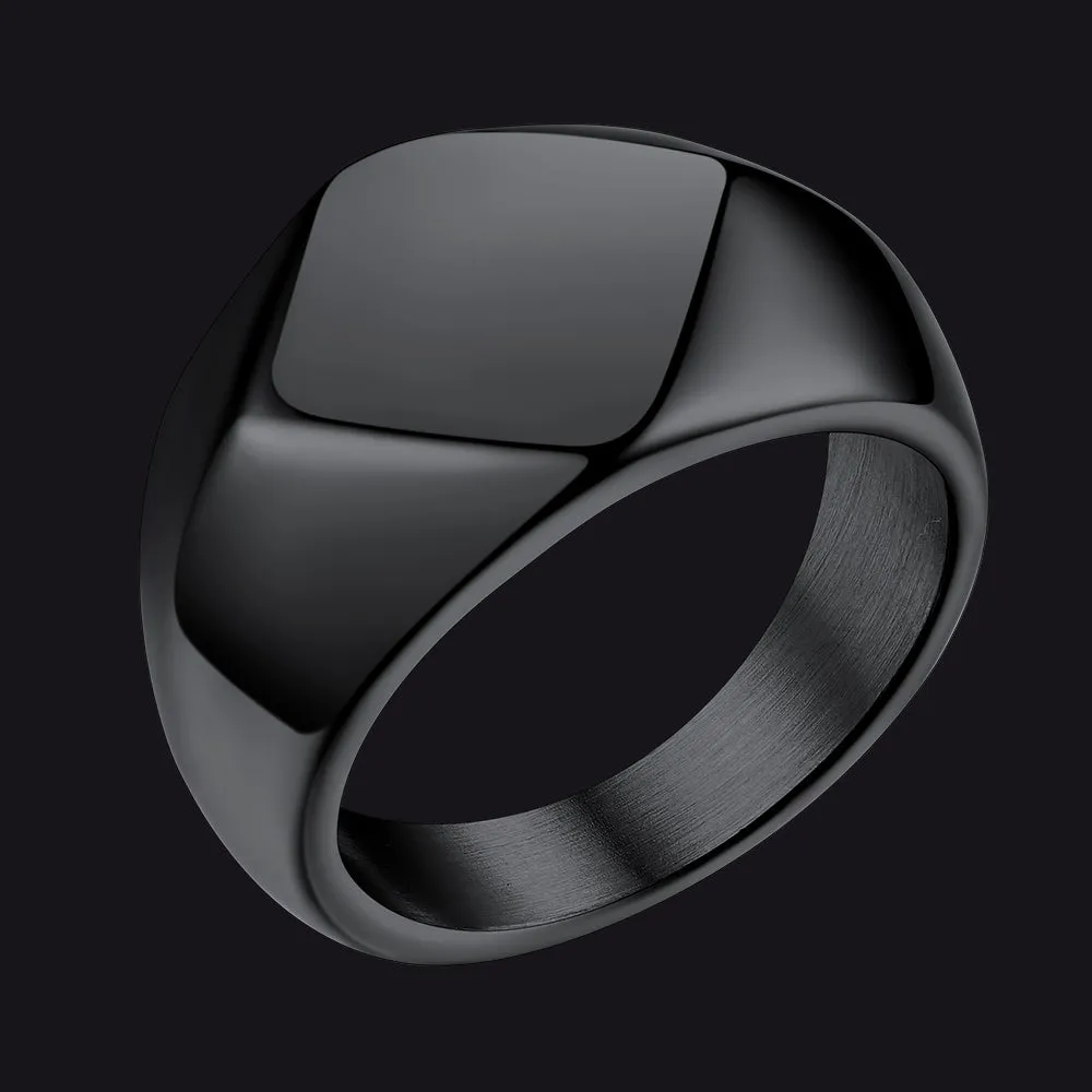 Custom Text Chunky Thick Heavy Signet Ring Gift for Dad Men sold by FaithHeart