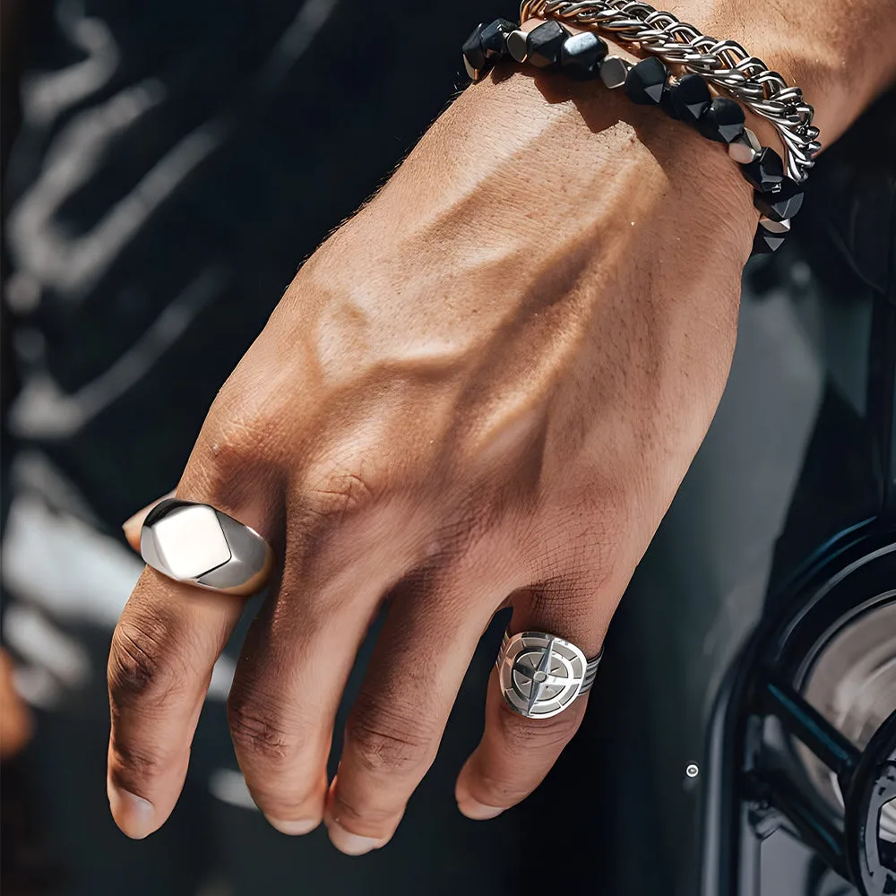 Custom Text Chunky Thick Heavy Signet Ring Gift for Dad Men sold by FaithHeart product image thumbnail 3