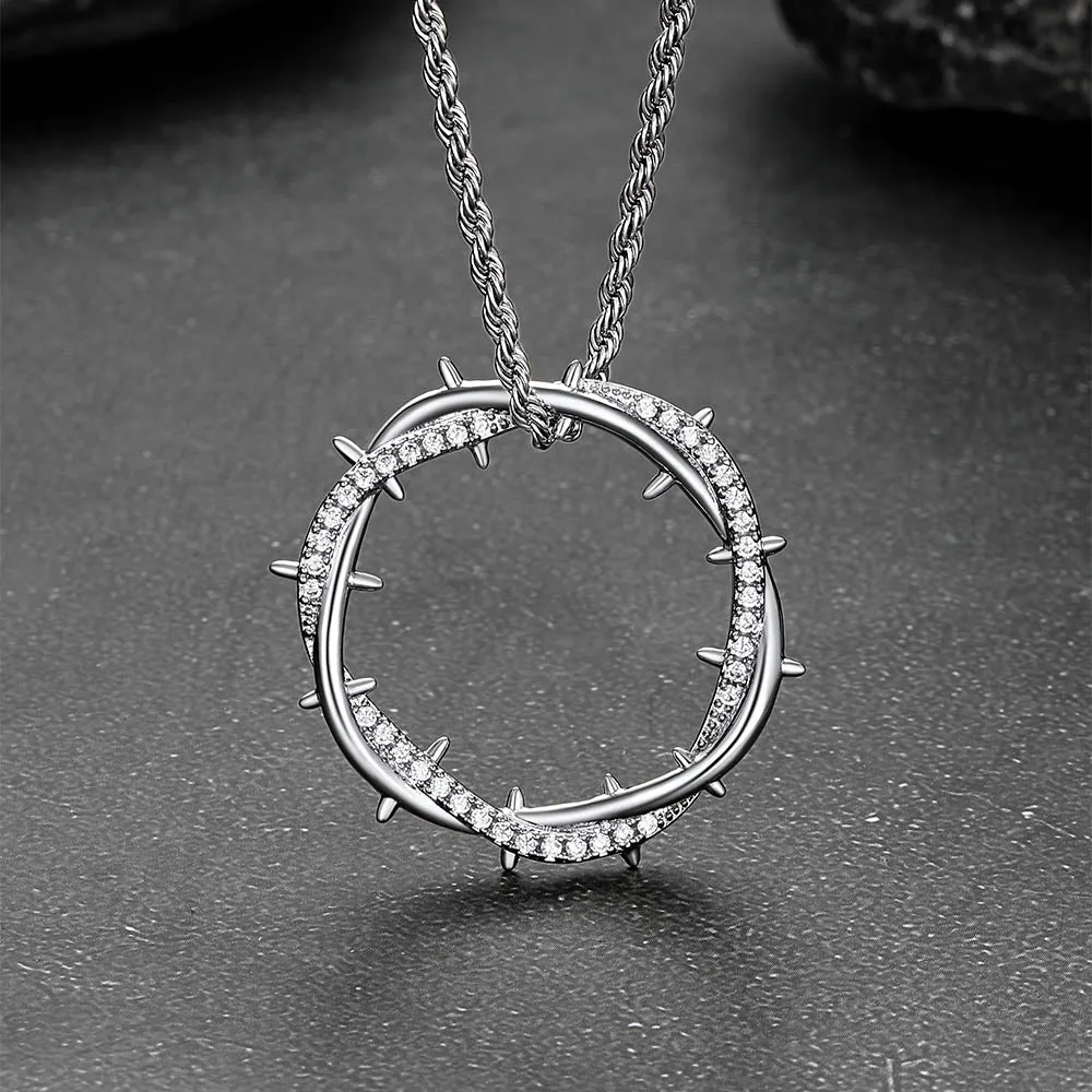 Christian Jesus Crown of Thorns Circle Pendant Necklace for Men sold by FaithHeart product image thumbnail 5