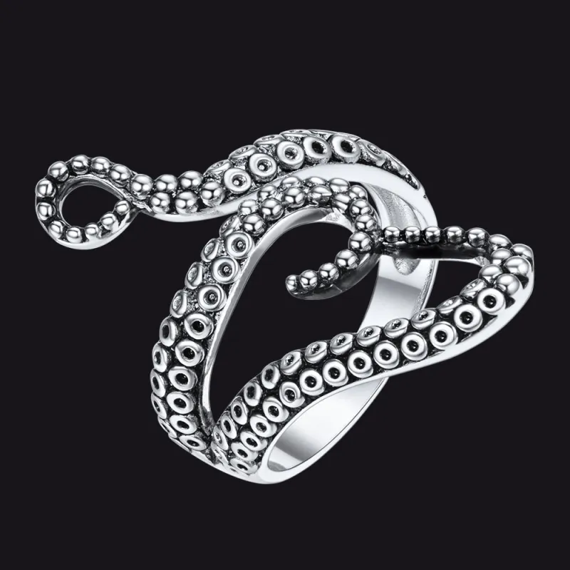 Gothic Punk Animal Octopus Adjustable Open Ring for Men sold by FaithHeart