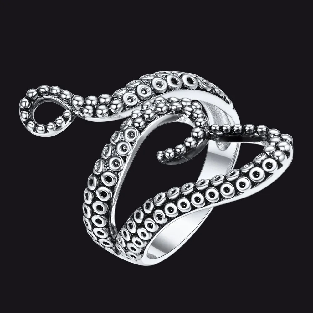 Gothic Punk Animal Octopus Adjustable Open Ring for Men sold by FaithHeart
