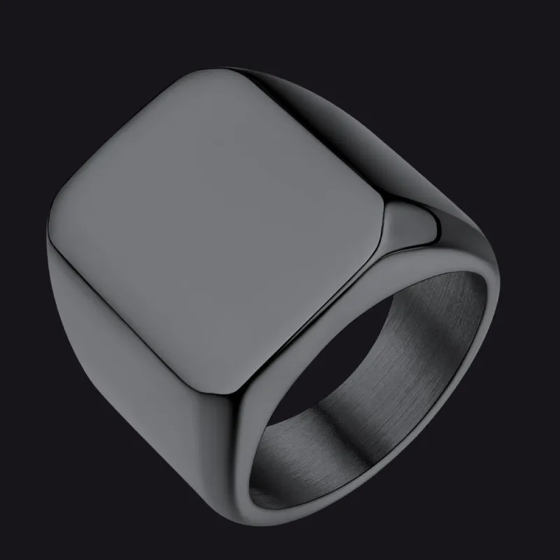 Customized Text Chunky Signet Ring for Men Women sold by FaithHeart