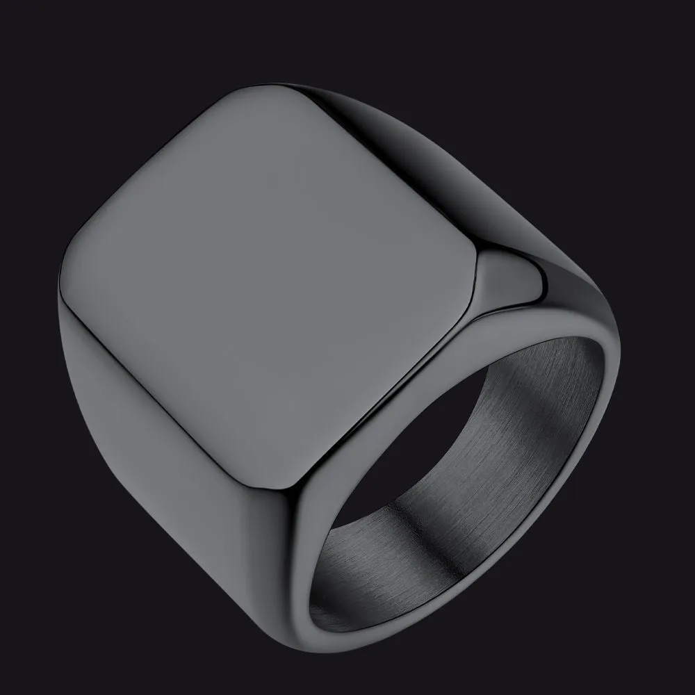 Customized Text Chunky Signet Ring for Men Women sold by FaithHeart