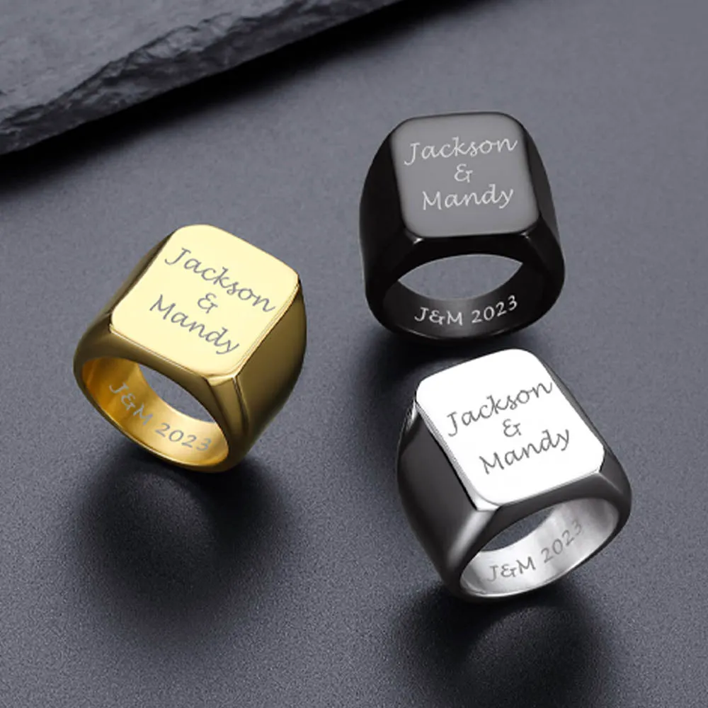 Customized Text Chunky Signet Ring for Men Women sold by FaithHeart product image thumbnail 5