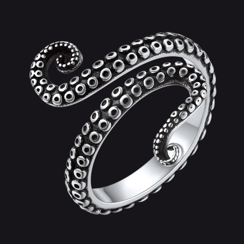 925 Sterling Silver Gothic Animal Octopus Ring for Women Men sold by FaithHeart