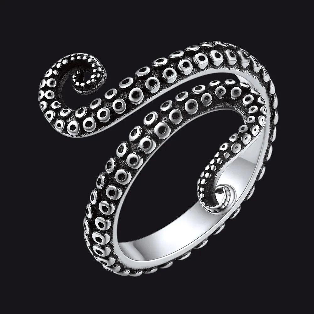 925 Sterling Silver Gothic Animal Octopus Ring for Women Men sold by FaithHeart