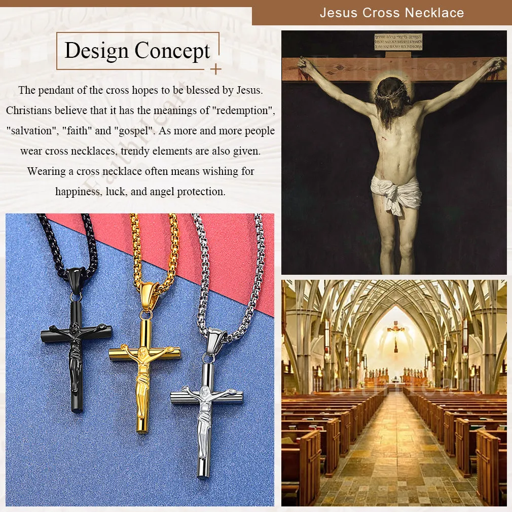 Flash Sale Christian Savior Cross Necklace for Man sold by FaithHeart product image thumbnail 2