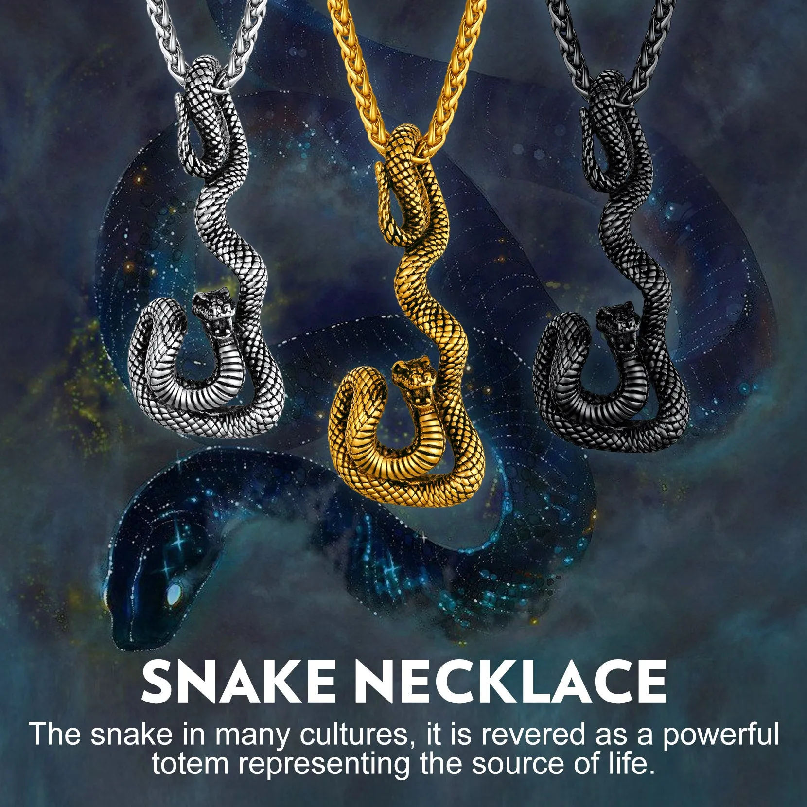Flash Sale Gothic Snake Pendant Necklace for Men sold by FaithHeart product image thumbnail 3