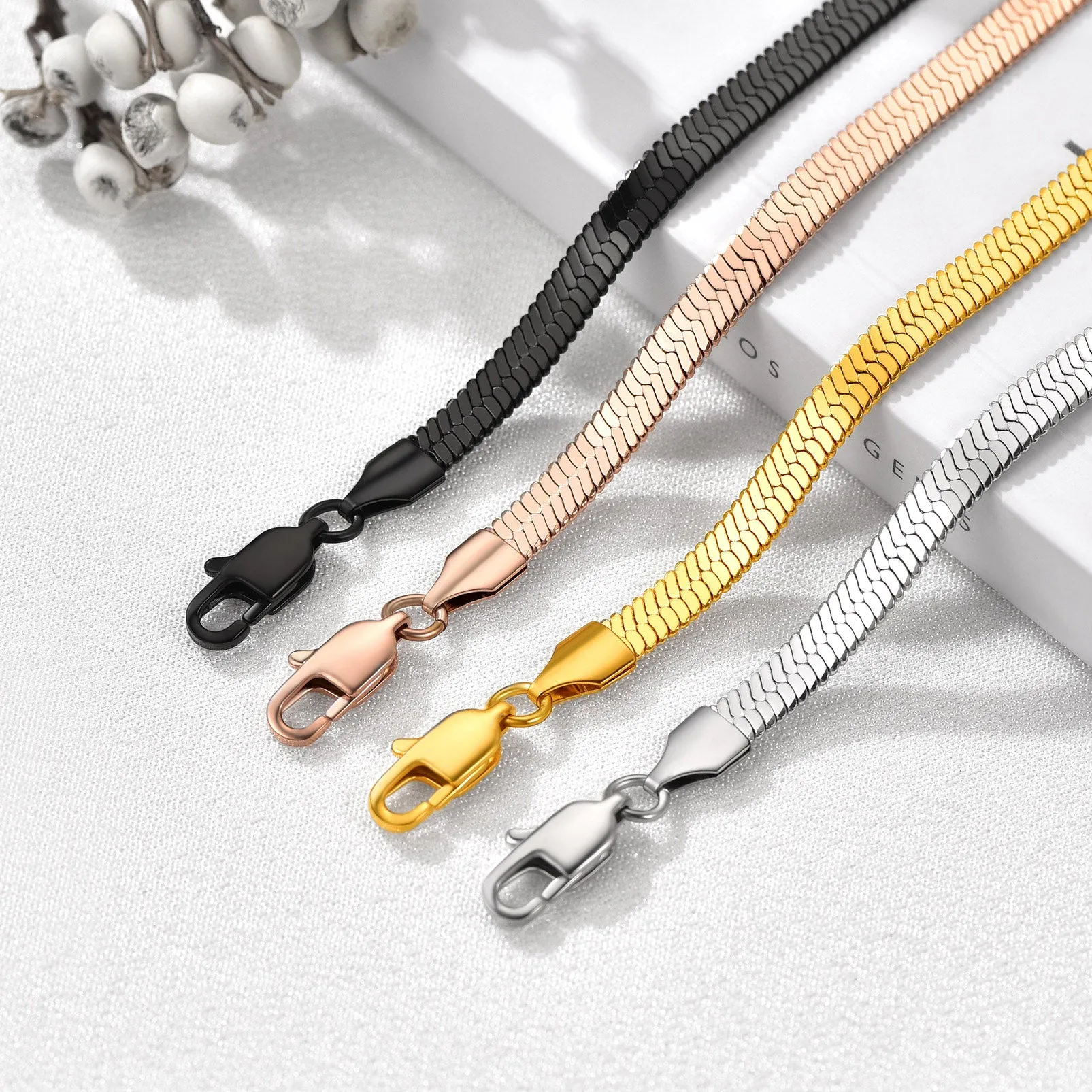 Stainless Steel Flat Snake Chain Anklet Bracelet For Women sold by FaithHeart product image thumbnail 5