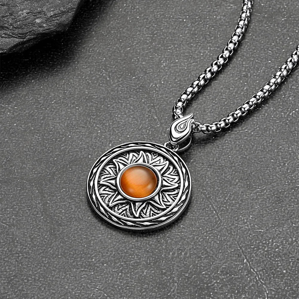 Gothic Tiger Eye Stone Sun Pendant Protection Necklace for Men sold by FaithHeart product image thumbnail 5
