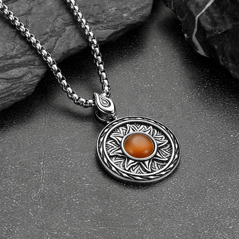 Gothic Tiger Eye Stone Sun Pendant Protection Necklace for Men sold by FaithHeart product image thumbnail 4