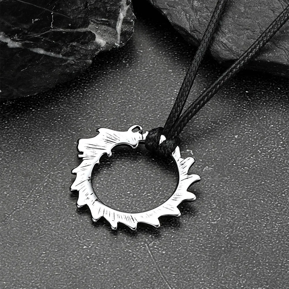 Vintage Dragon Circle Necklace with Leather Chain for Men sold by FaithHeart product image thumbnail 5