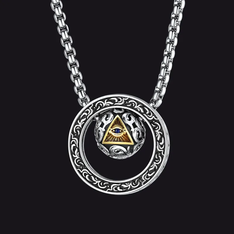 All-Seeing Eye Evil Eye Necklace Talisman Bead Protection Jewelry for Men sold by FaithHeart