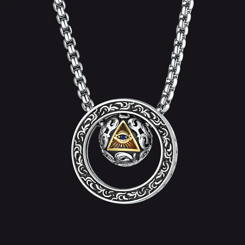 All-Seeing Eye Evil Eye Necklace Talisman Bead Protection Jewelry for Men sold by FaithHeart