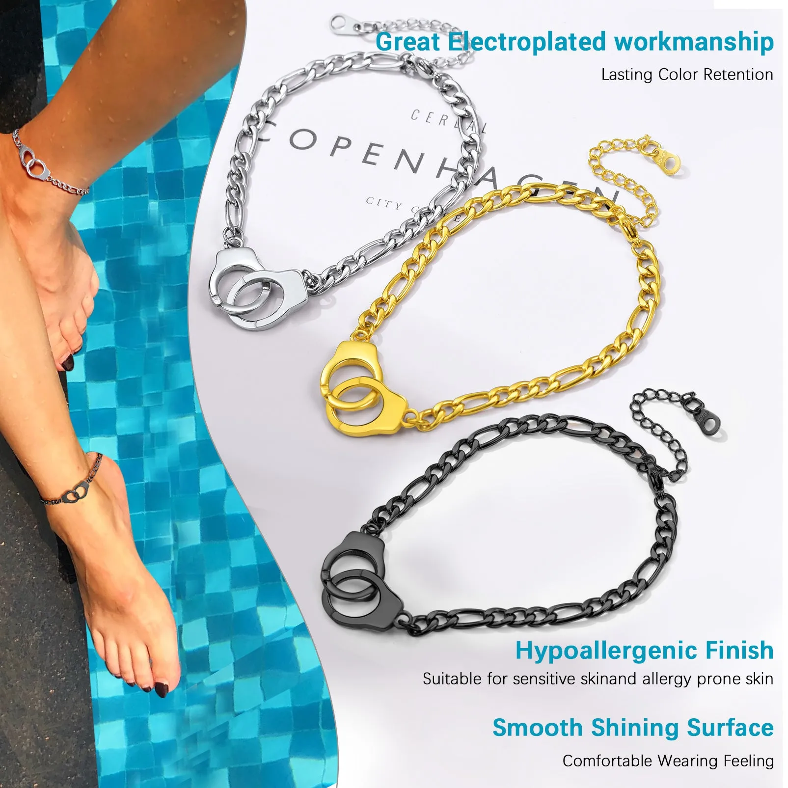 Trendy Handcuff Chain Ankle Bracelet For Women sold by FaithHeart product image thumbnail 4