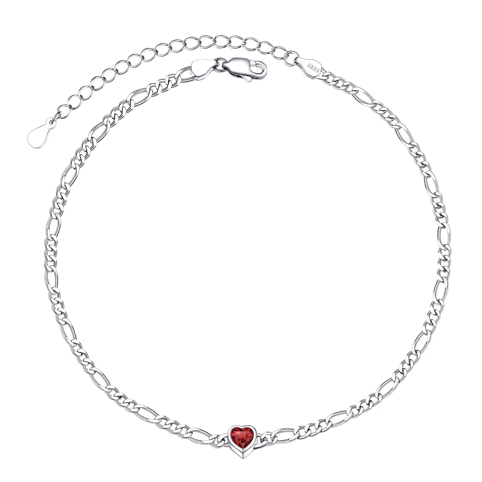 Personalized Sterling Silver Birthstone Dainty Heart Anklet for Women sold by FaithHeart