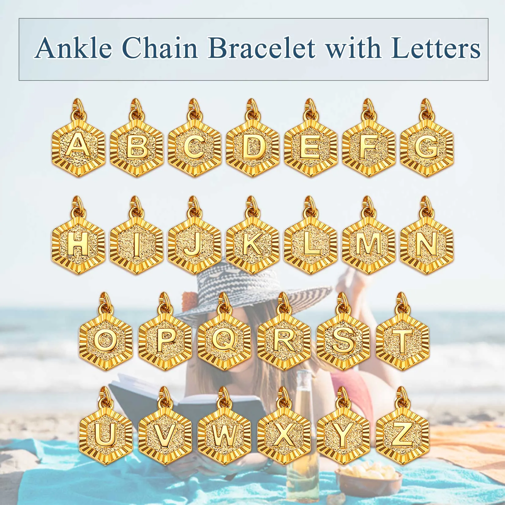 Initials A-Z Chain Link Ankle Bracelet Gift for Women Men sold by FaithHeart product image thumbnail 5