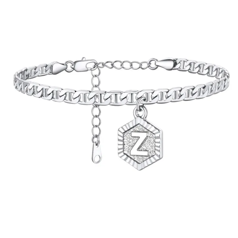 Initials A-Z Chain Link Ankle Bracelet Gift for Women Men sold by FaithHeart