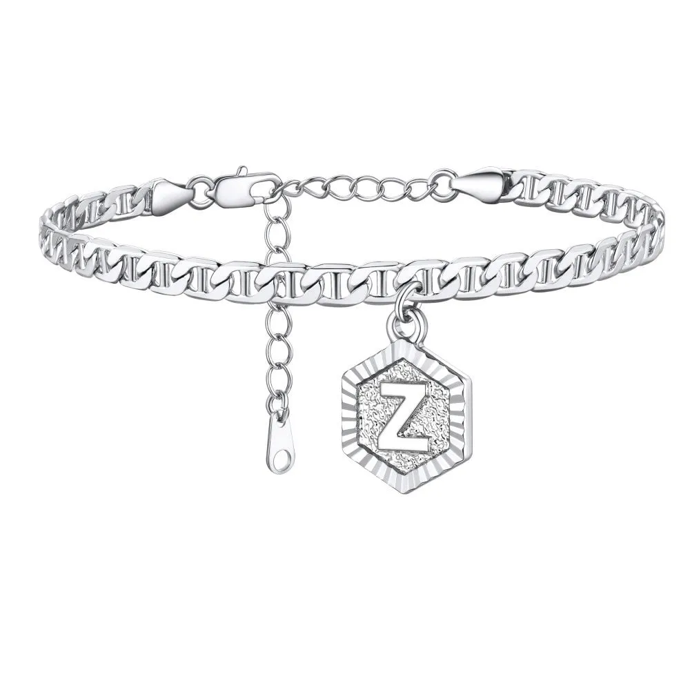 Initials A-Z Chain Link Ankle Bracelet Gift for Women Men sold by FaithHeart