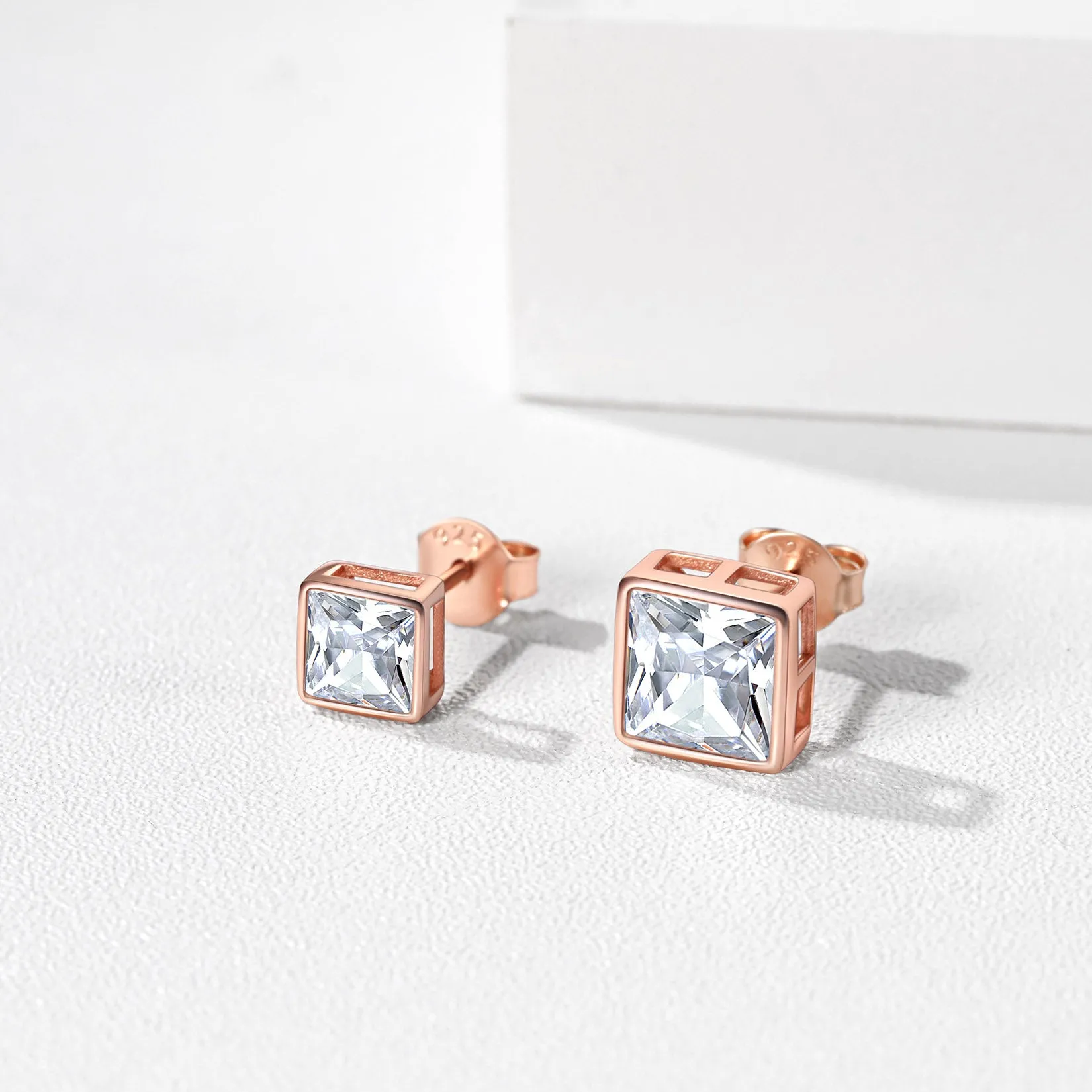 Flash Sale Square Stud Earrings 5mm 7mm Width Sterling Silver sold by FaithHeart product image thumbnail 3