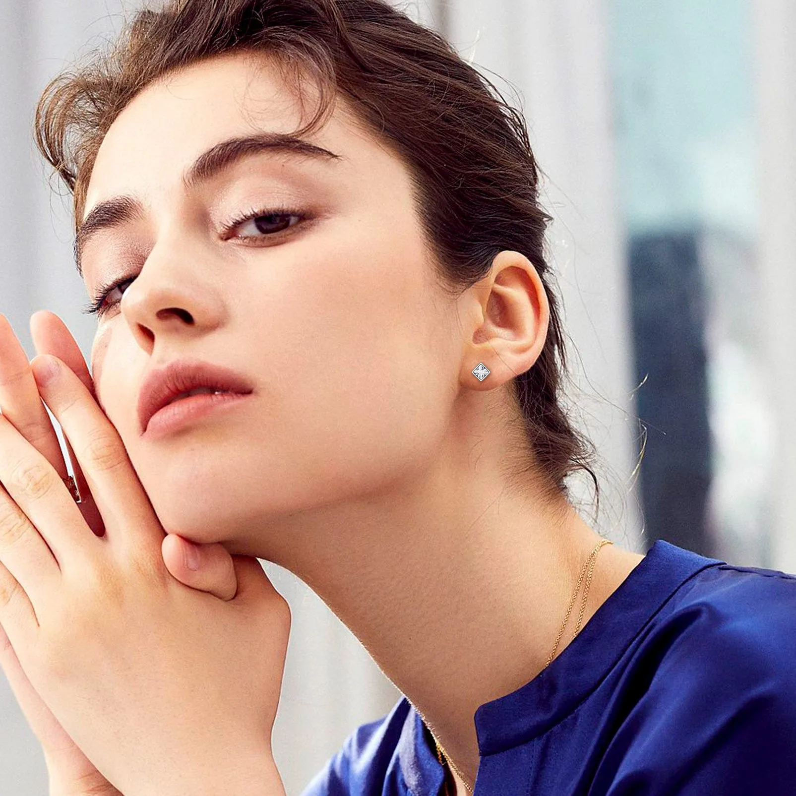 Flash Sale Square Stud Earrings 5mm 7mm Width Sterling Silver sold by FaithHeart product image thumbnail 2