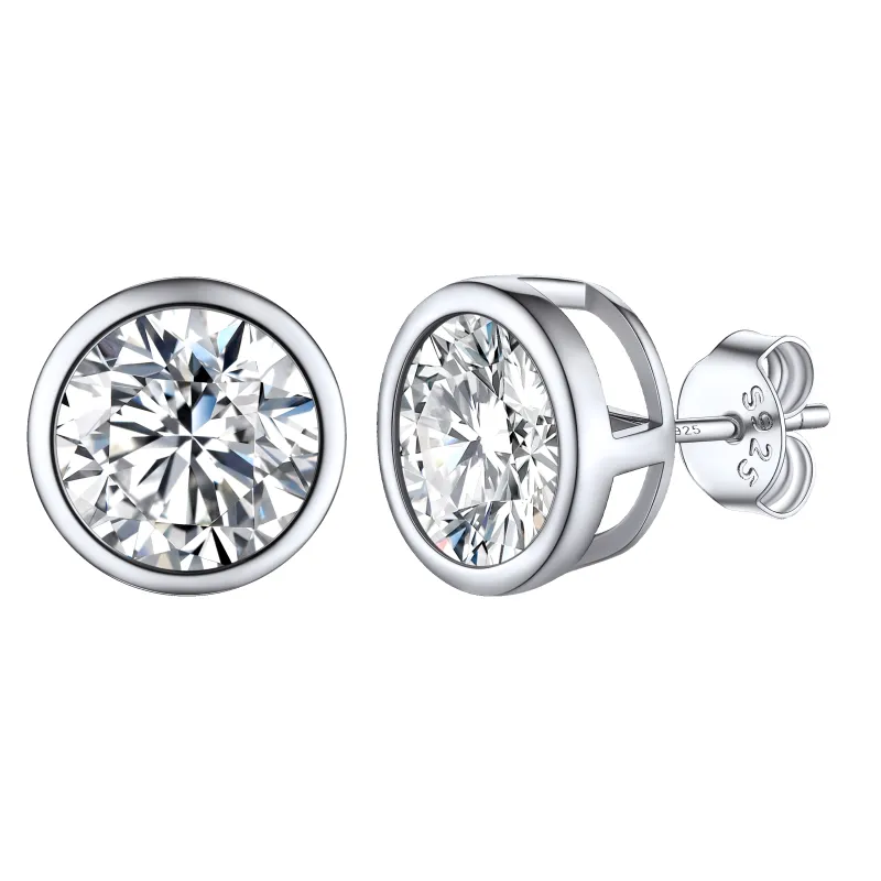 Flash Sale Sterling Silver Cubic Zirconia Stud Earrings for Women Men 5mm 7mm 9mm sold by FaithHeart