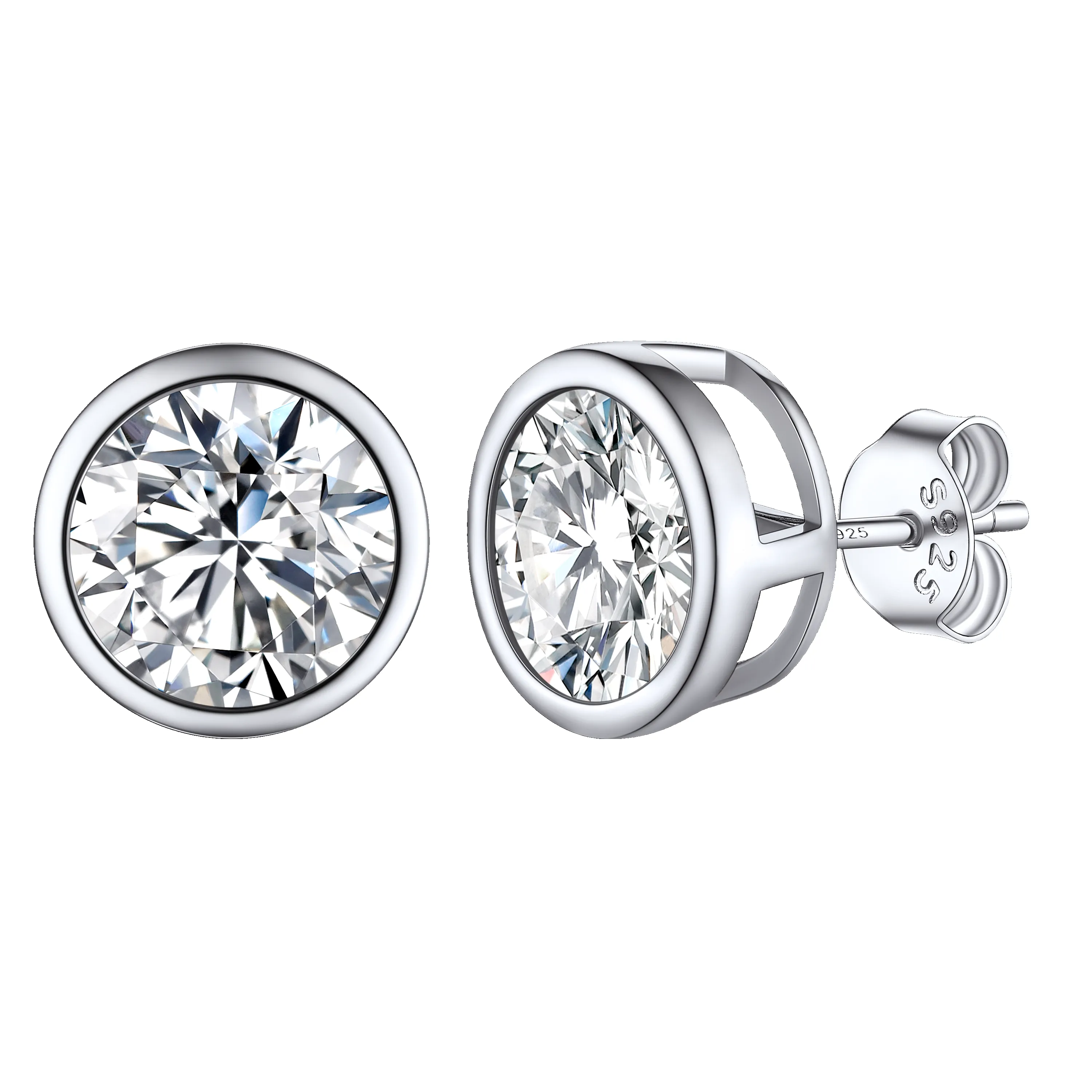 Flash Sale Sterling Silver Cubic Zirconia Stud Earrings for Women Men 5mm 7mm 9mm sold by FaithHeart