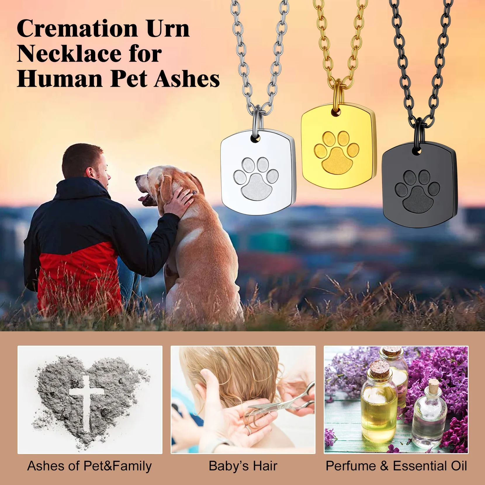 Custom Cremation Pet Feet Urn Dog Tag Necklace for Ashes sold by FaithHeart product image thumbnail 3