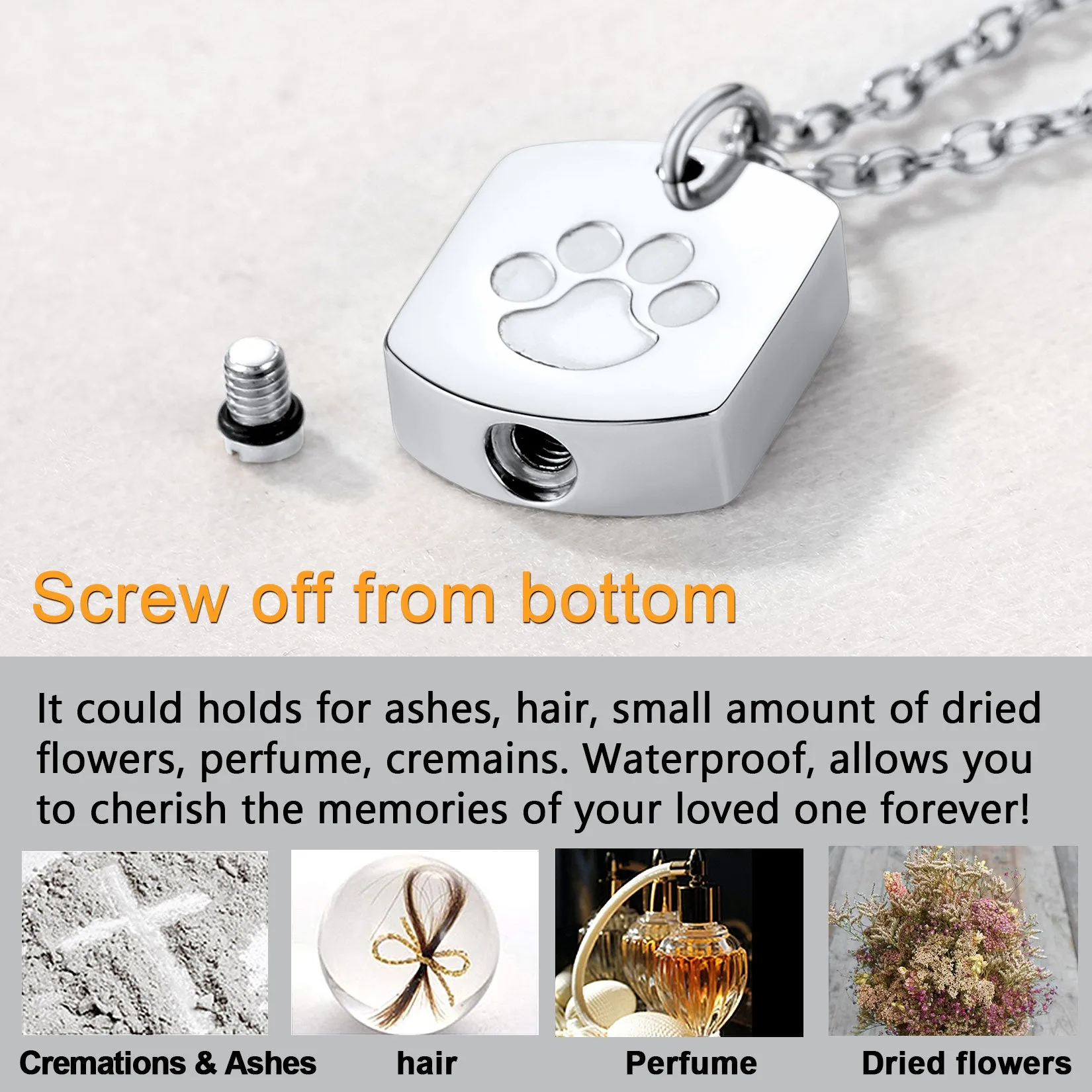 Custom Cremation Pet Feet Urn Dog Tag Necklace for Ashes sold by FaithHeart product image thumbnail 4