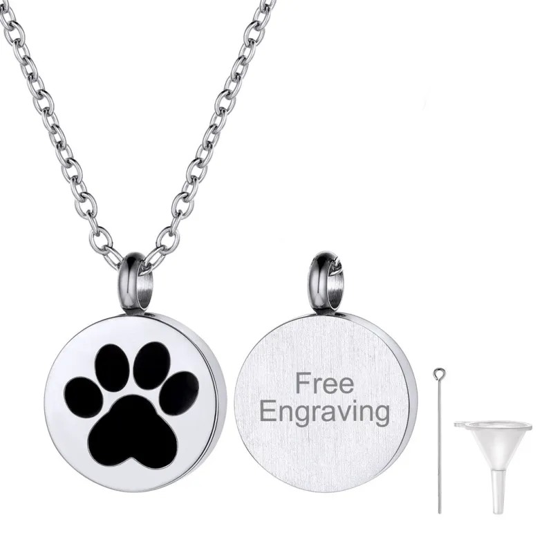Customized Pet Footprints Urn Necklace for Ashes Memorial Gift sold by FaithHeart