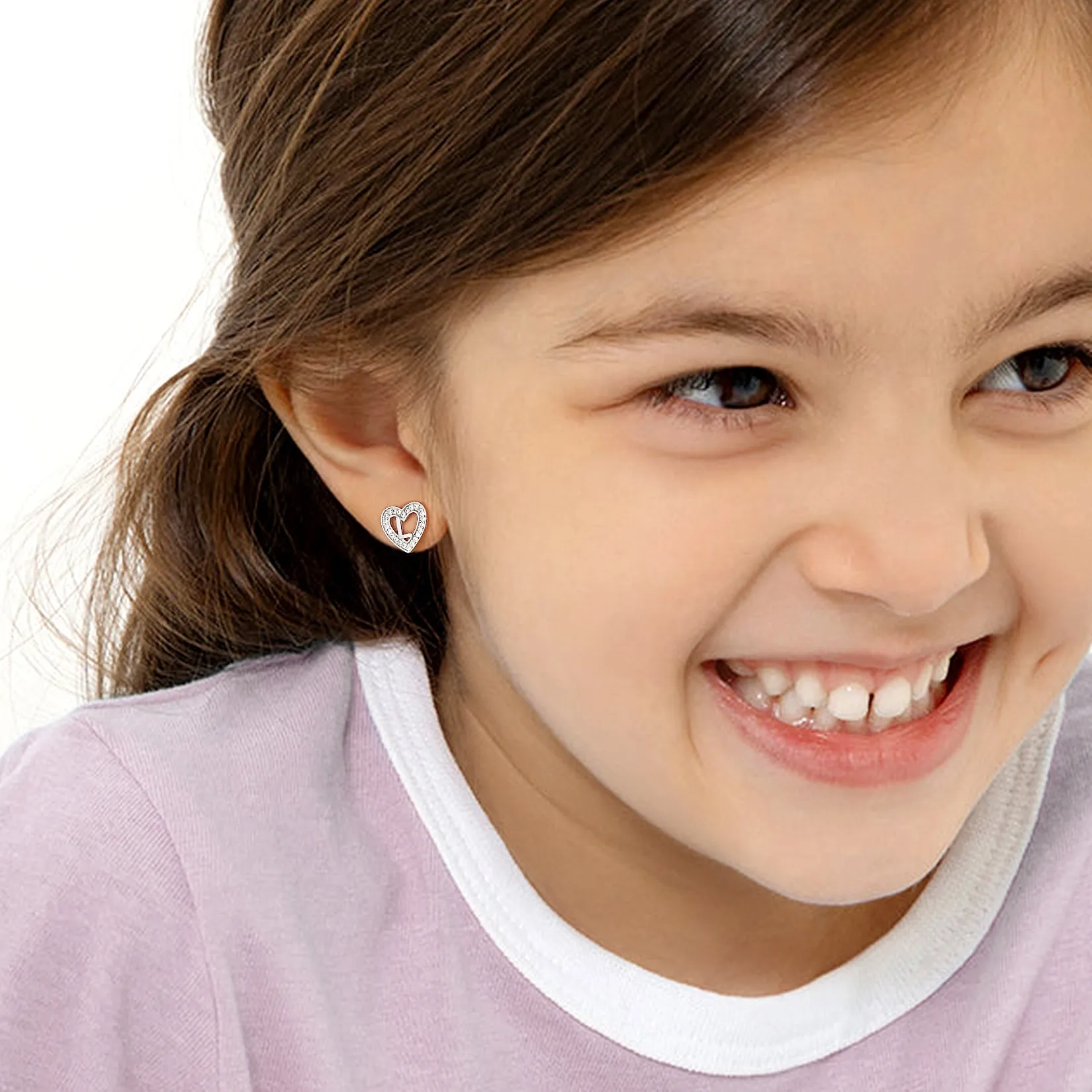 Silver Heart Initial Letter Stud Cubic Zirconia Earrings for Women Girl sold by FaithHeart product image thumbnail 4