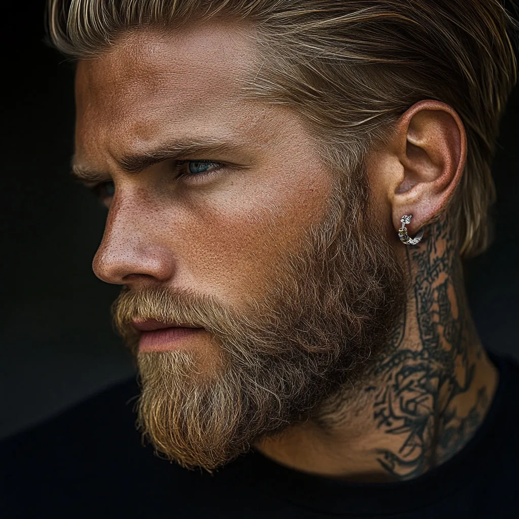 Vintage Circle Tang Grass Pattern Hoop Earrings For Men sold by FaithHeart product image thumbnail 2