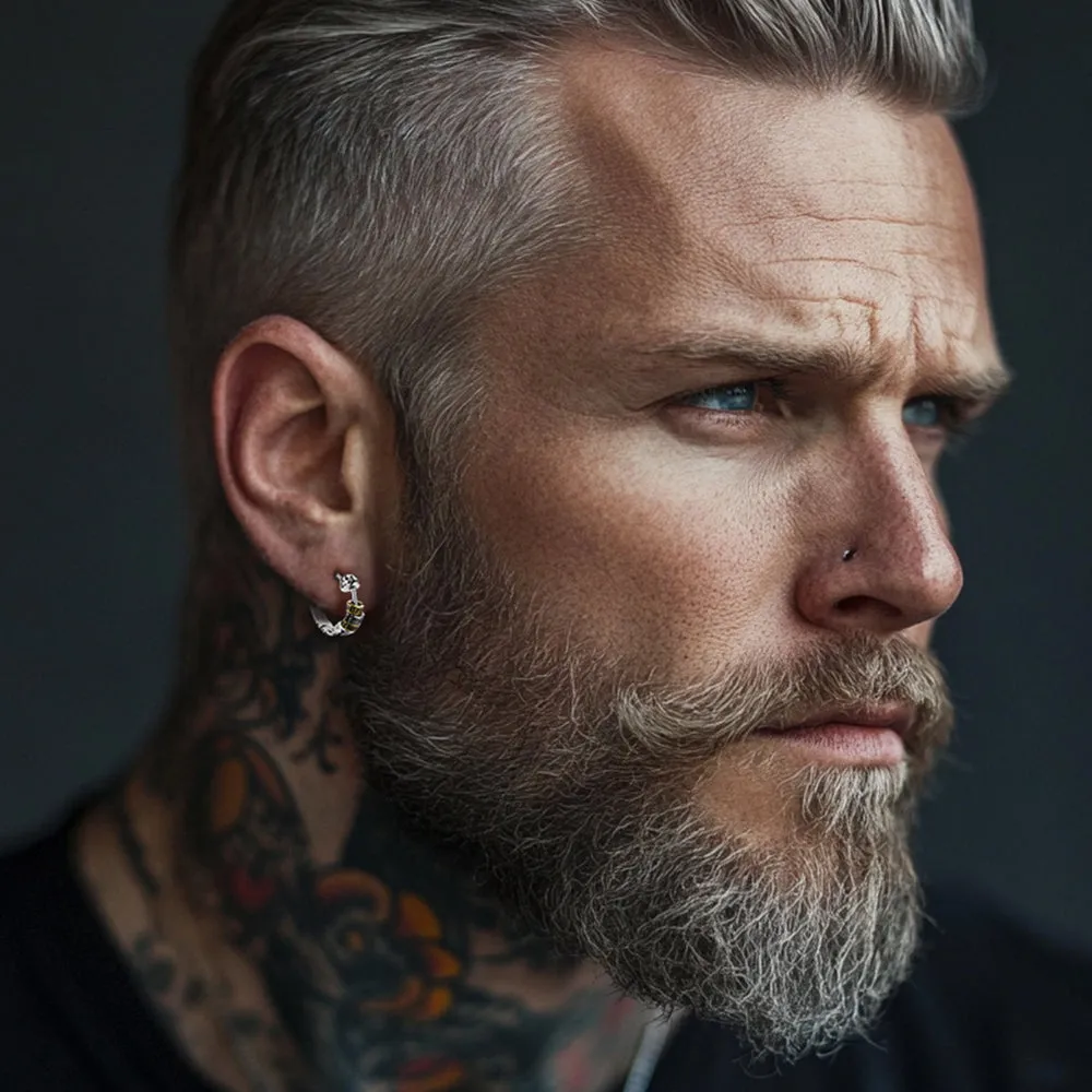 Vintage Circle Tang Grass Pattern Hoop Earrings For Men sold by FaithHeart product image thumbnail 3