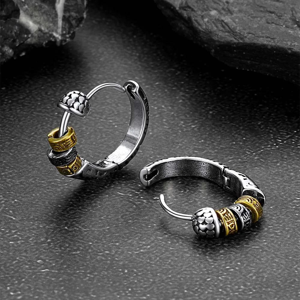 Vintage Circle Tang Grass Pattern Hoop Earrings For Men sold by FaithHeart product image thumbnail 5