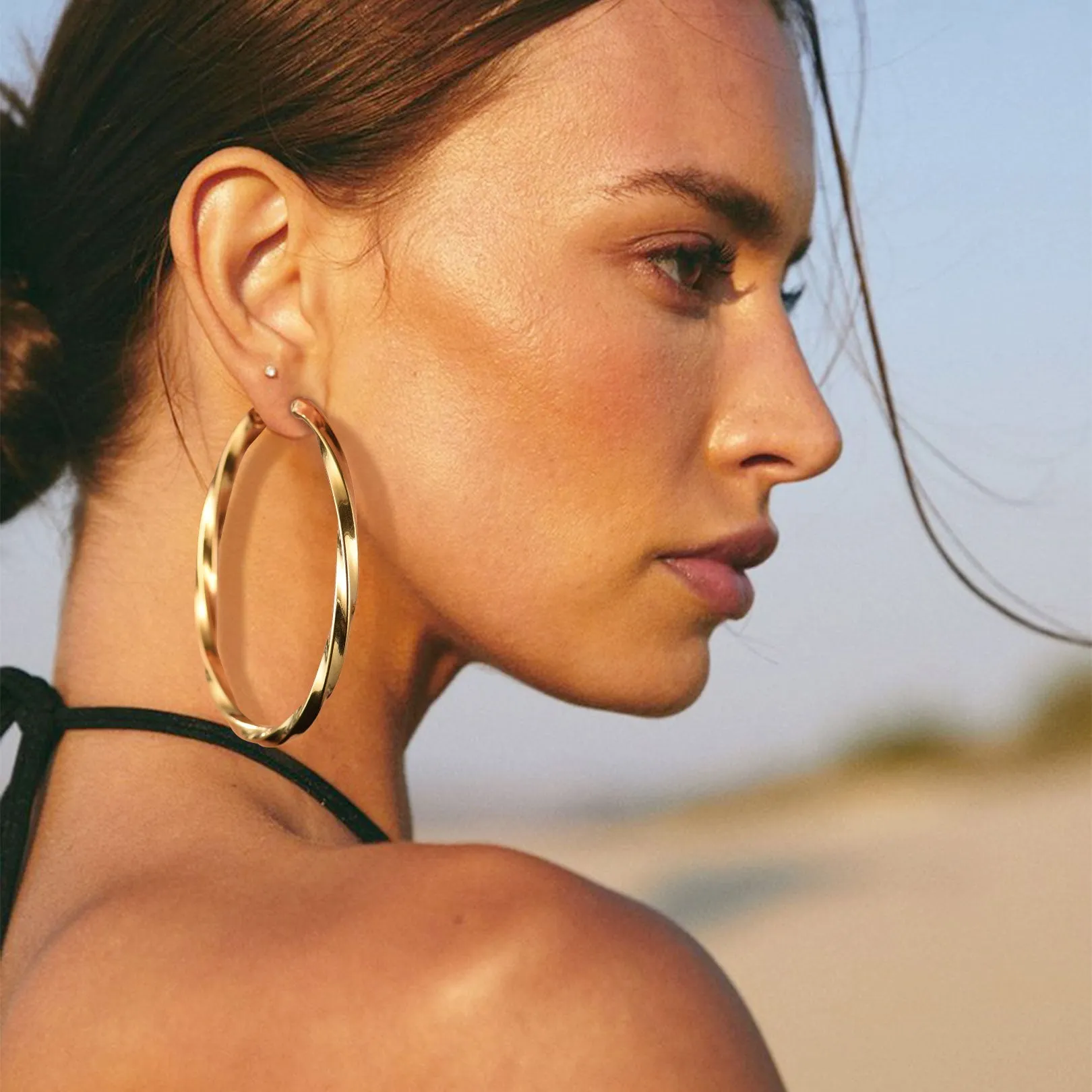 Thick Hoops Loop Earrings for Women Girls 30/40/60/80MM sold by FaithHeart product image thumbnail 4