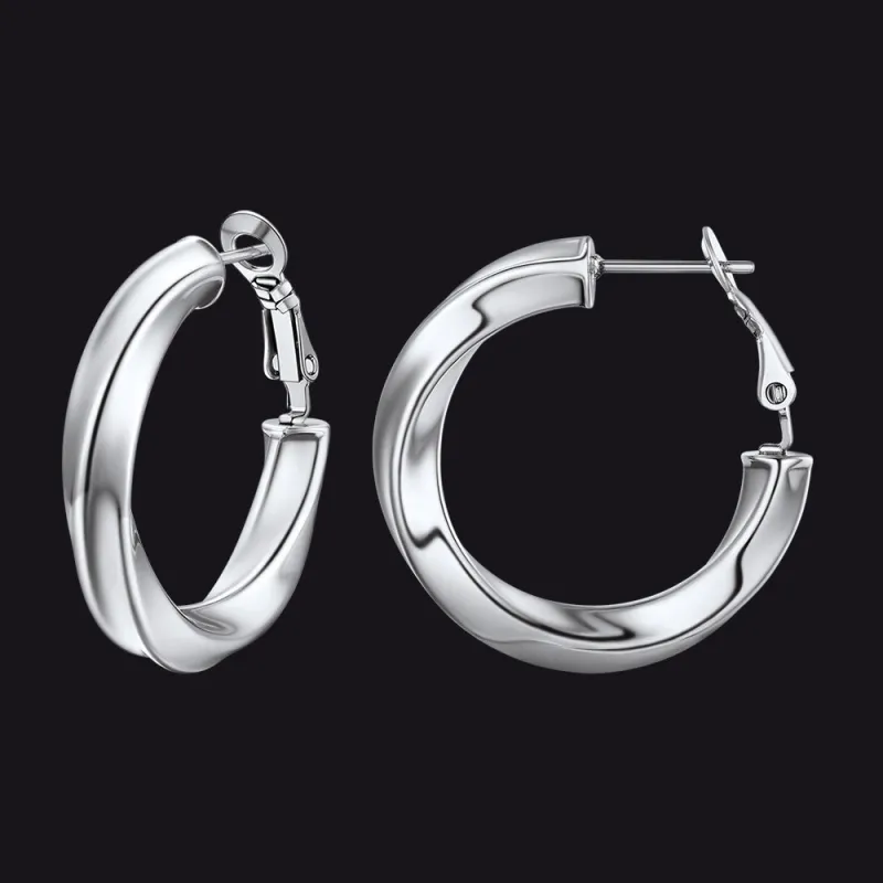 Thick Hoops Loop Earrings for Women Girls 30/40/60/80MM sold by FaithHeart