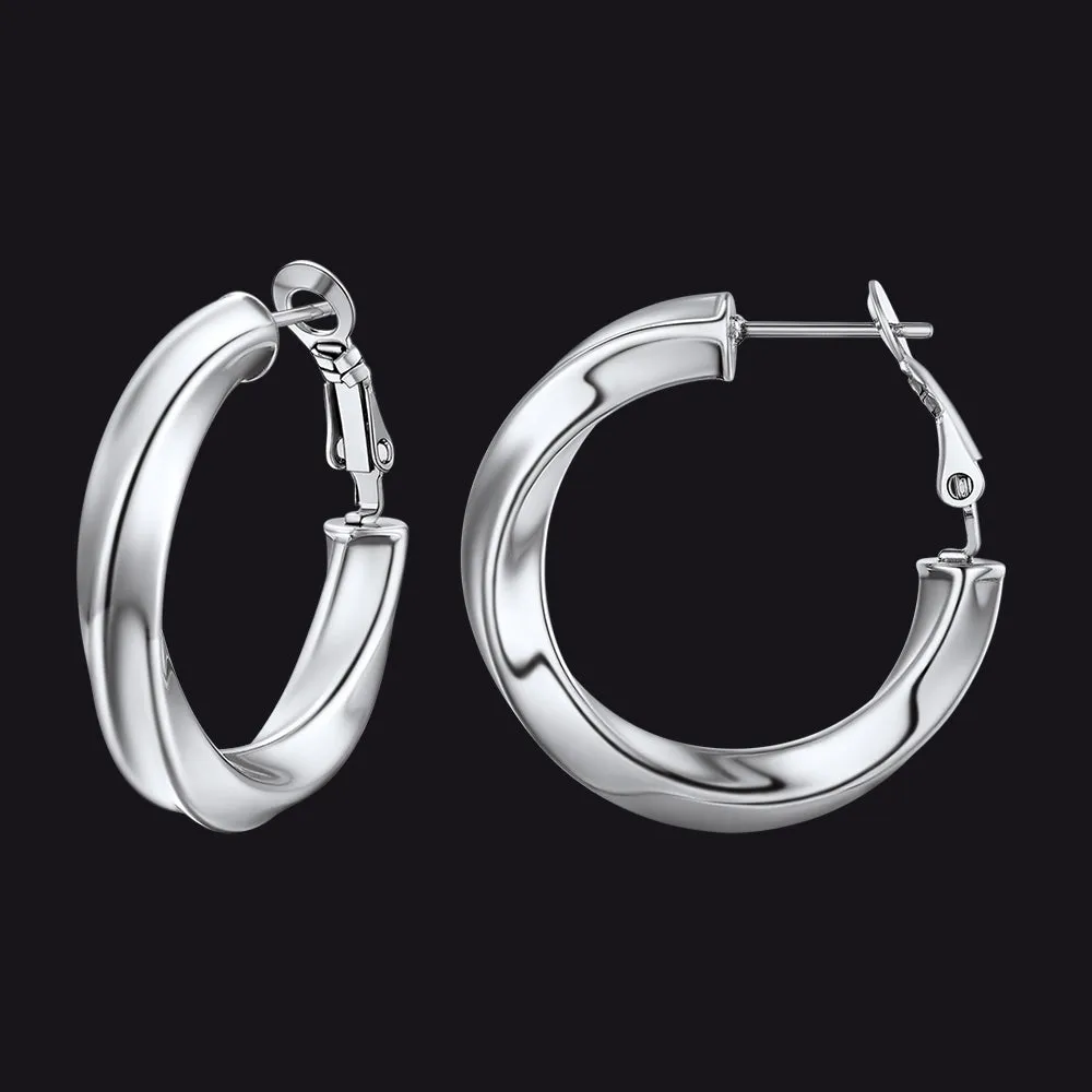 Thick Hoops Loop Earrings for Women Girls 30/40/60/80MM sold by FaithHeart