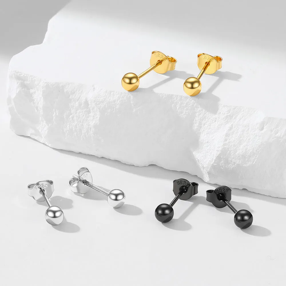 S925 Silver Minimalist Ball Stud Earrings for Women sold by FaithHeart product image thumbnail 5