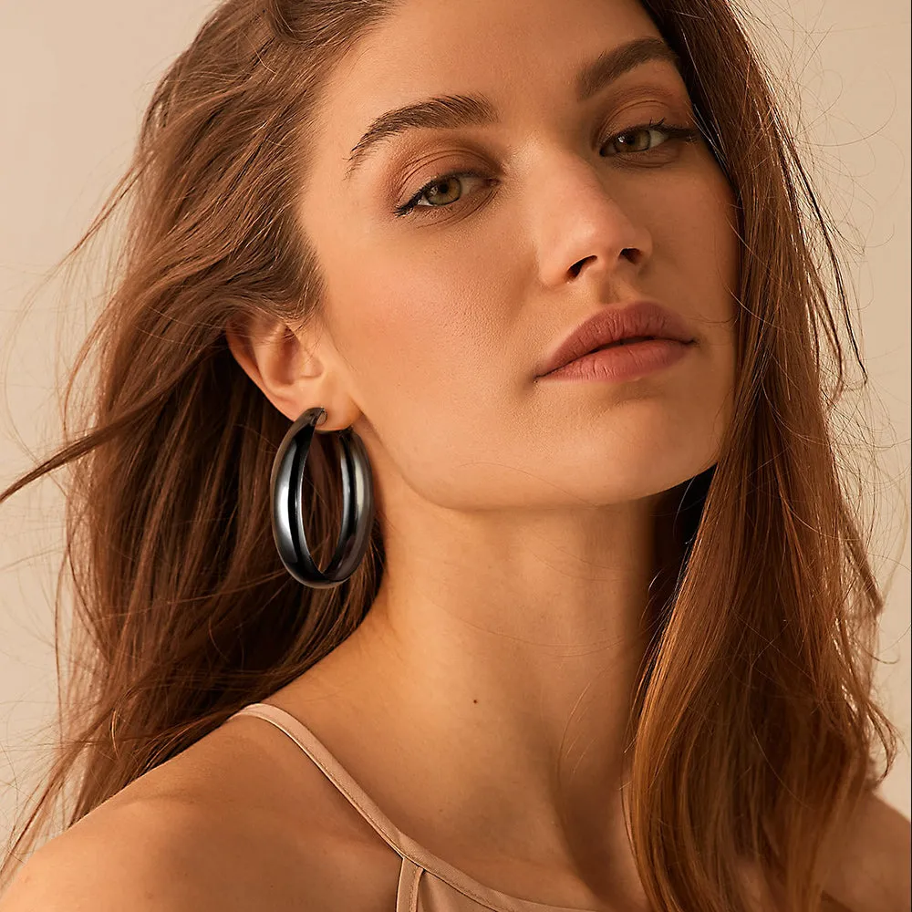 Minimalist Circle Round Huggie Hoop Earrings for Women, 40/60/80mm sold by FaithHeart product image thumbnail 2