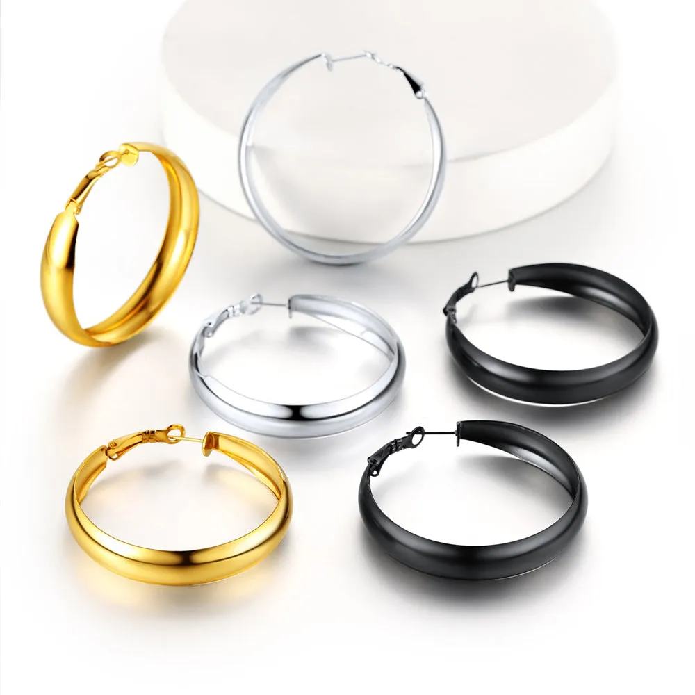 Minimalist Circle Round Huggie Hoop Earrings for Women, 40/60/80mm sold by FaithHeart product image thumbnail 5