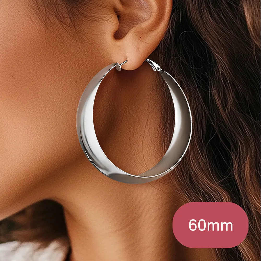 Minimalist Circle Round Huggie Hoop Earrings for Women, 40/60/80mm sold by FaithHeart product image thumbnail 3
