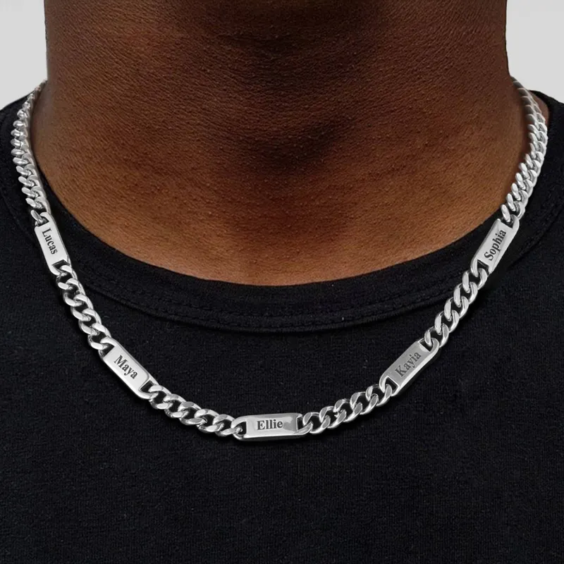 Customized Engraved Cuban Chain Name Link Necklace for Men sold by FaithHeart