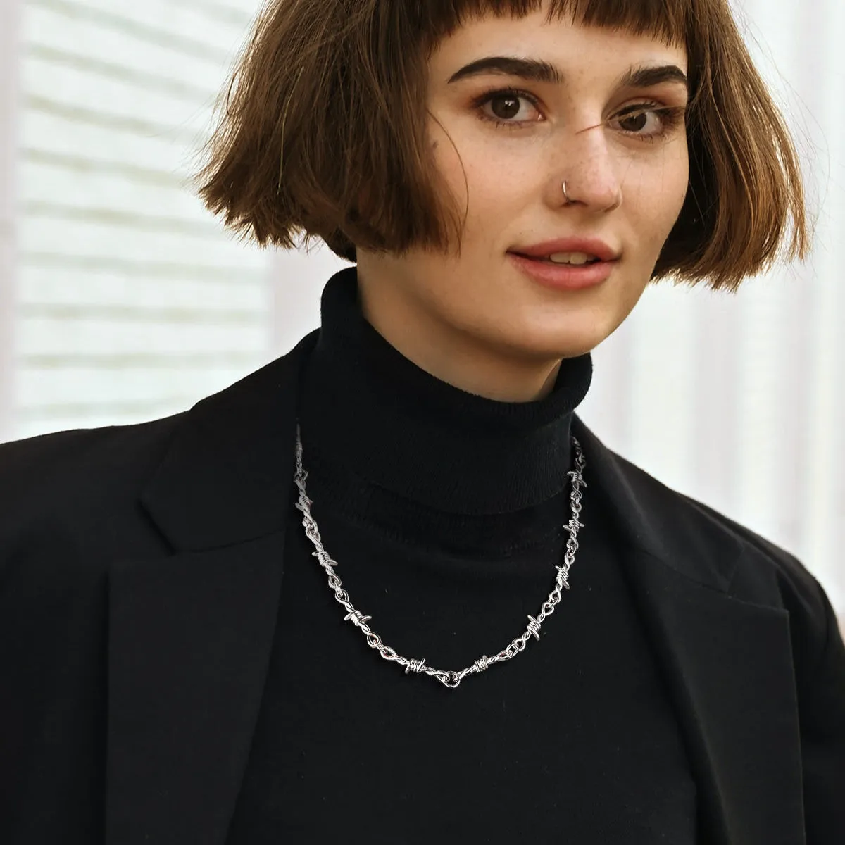 6mm Thorn Barbed Wire Chain Necklace sold by FaithHeart product image thumbnail 3