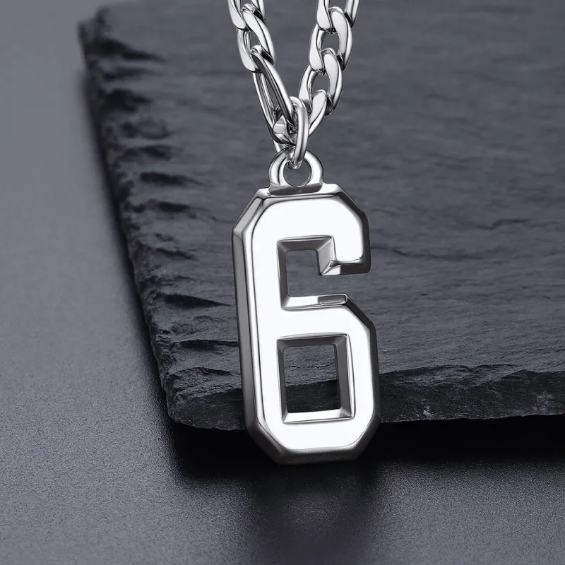 Sports Jersey Number Pendant Necklace with Figaro Chain for Men Boys sold by FaithHeart