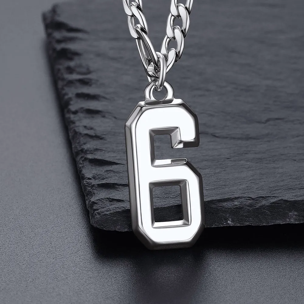 Sports Jersey Number Pendant Necklace with Figaro Chain for Men Boys sold by FaithHeart