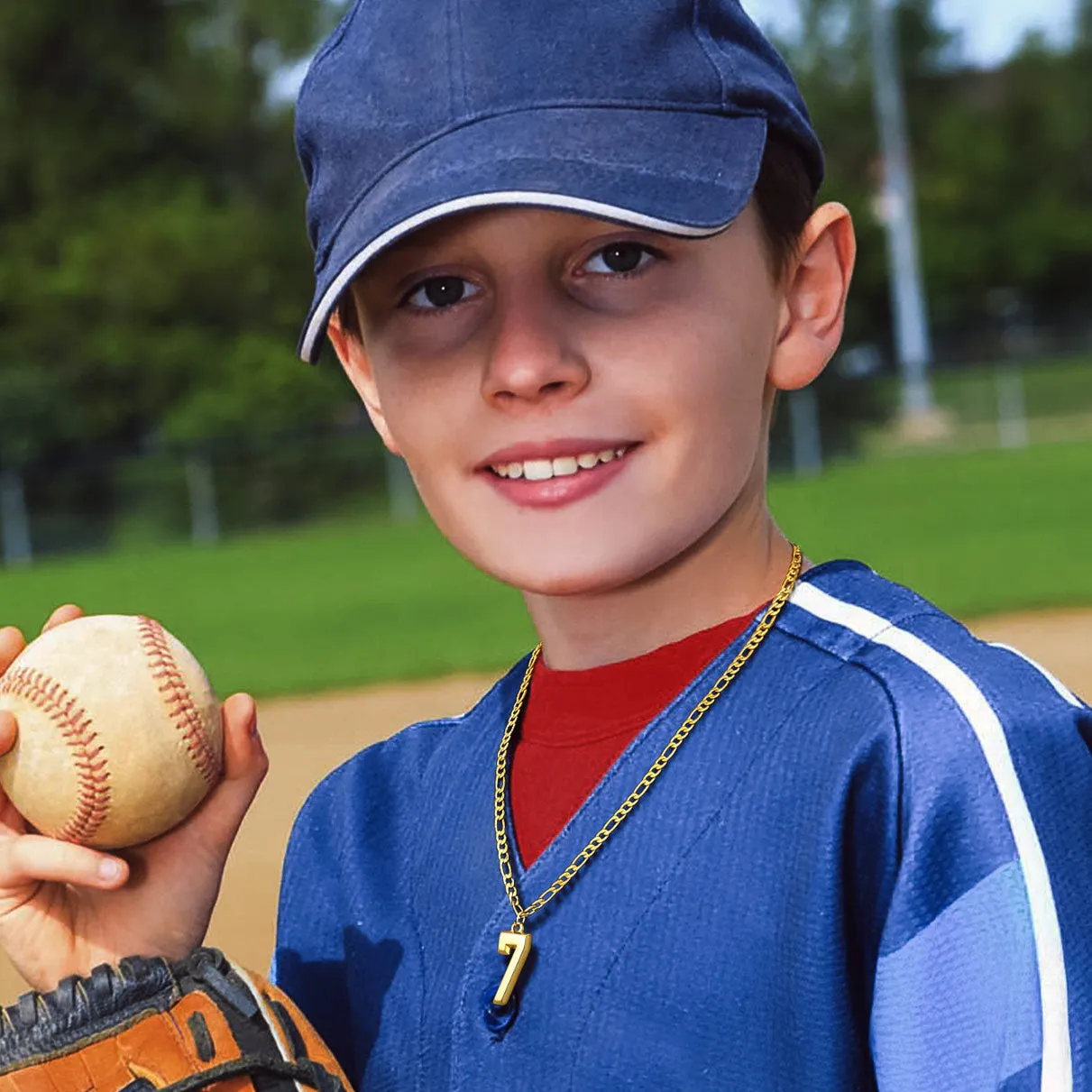 Sports Jersey Number Pendant Necklace with Figaro Chain for Men Boys sold by FaithHeart product image thumbnail 2