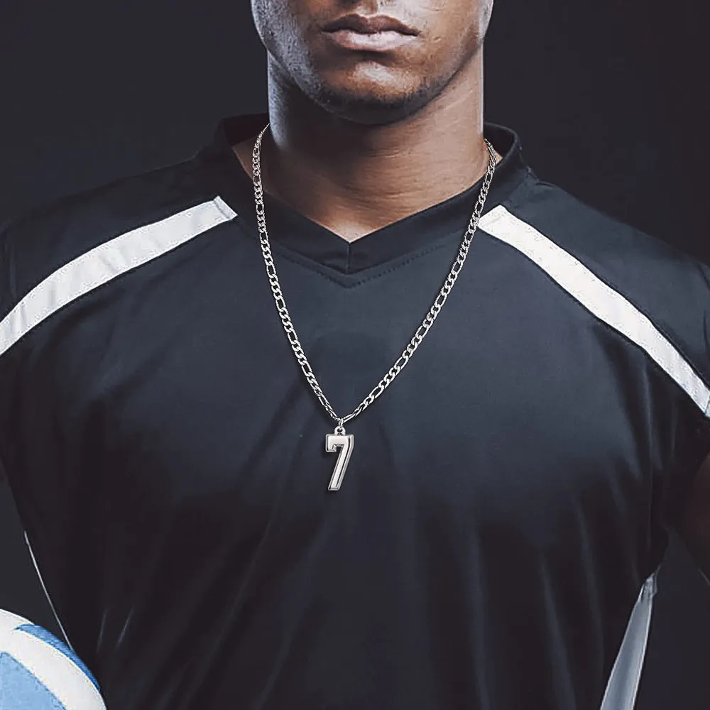 Sports Jersey Number Pendant Necklace with Figaro Chain for Men Boys sold by FaithHeart product image thumbnail 3