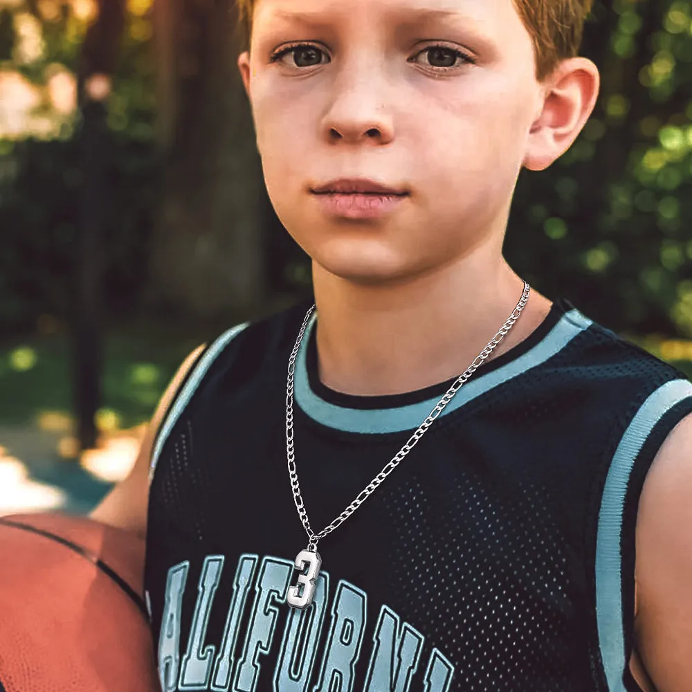 Sports Jersey Number Pendant Necklace with Figaro Chain for Men Boys sold by FaithHeart product image thumbnail 4