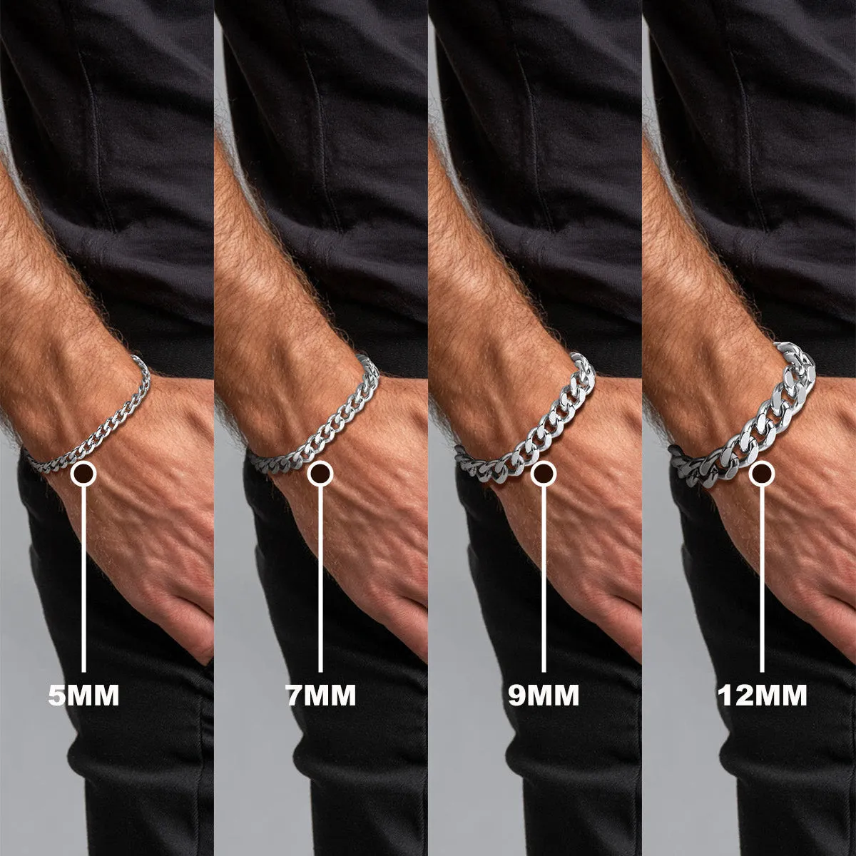 Thick Cuban Chain Link Bracelet for Men 5/7/9/12mm Width sold by FaithHeart product image thumbnail 4