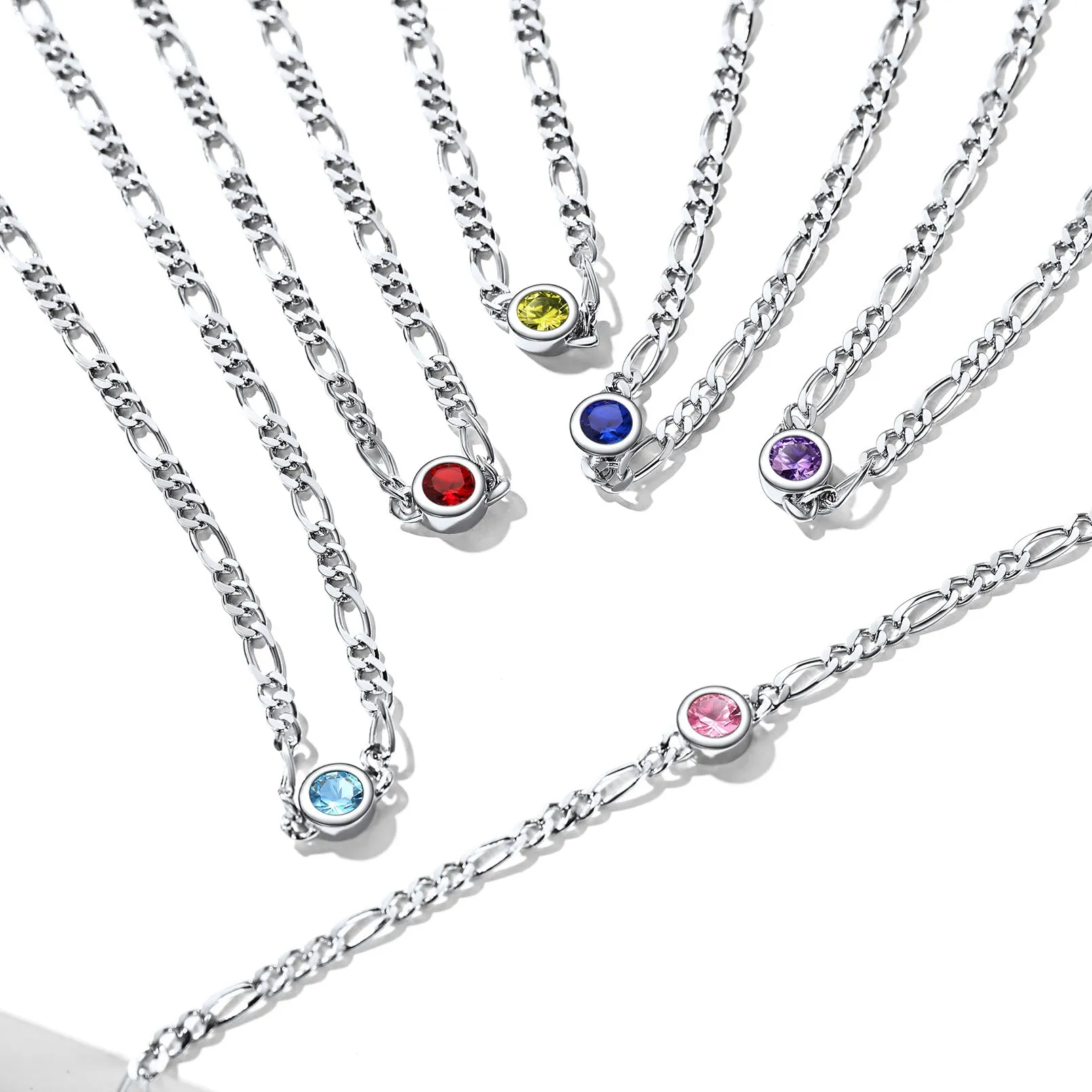 Sterling Silver 3mm Thin Chain Birthstone Bracelets for Women sold by FaithHeart product image thumbnail 4